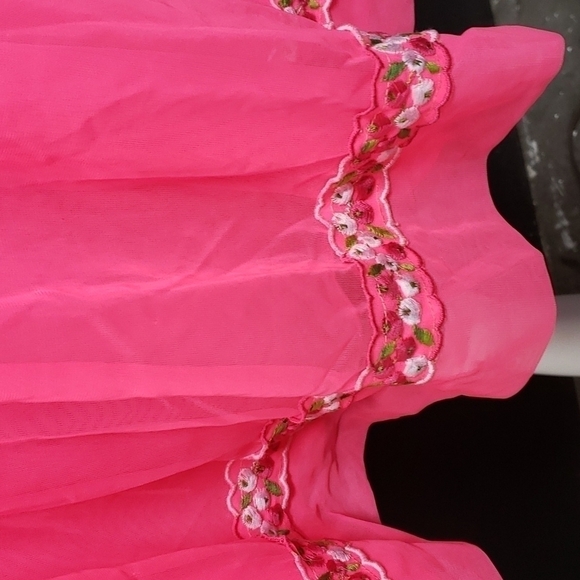 Vintage 60s/70s Vanity Fair Neon Day Glow Pink Negligee Sexy EUC - Picture 6 of 10